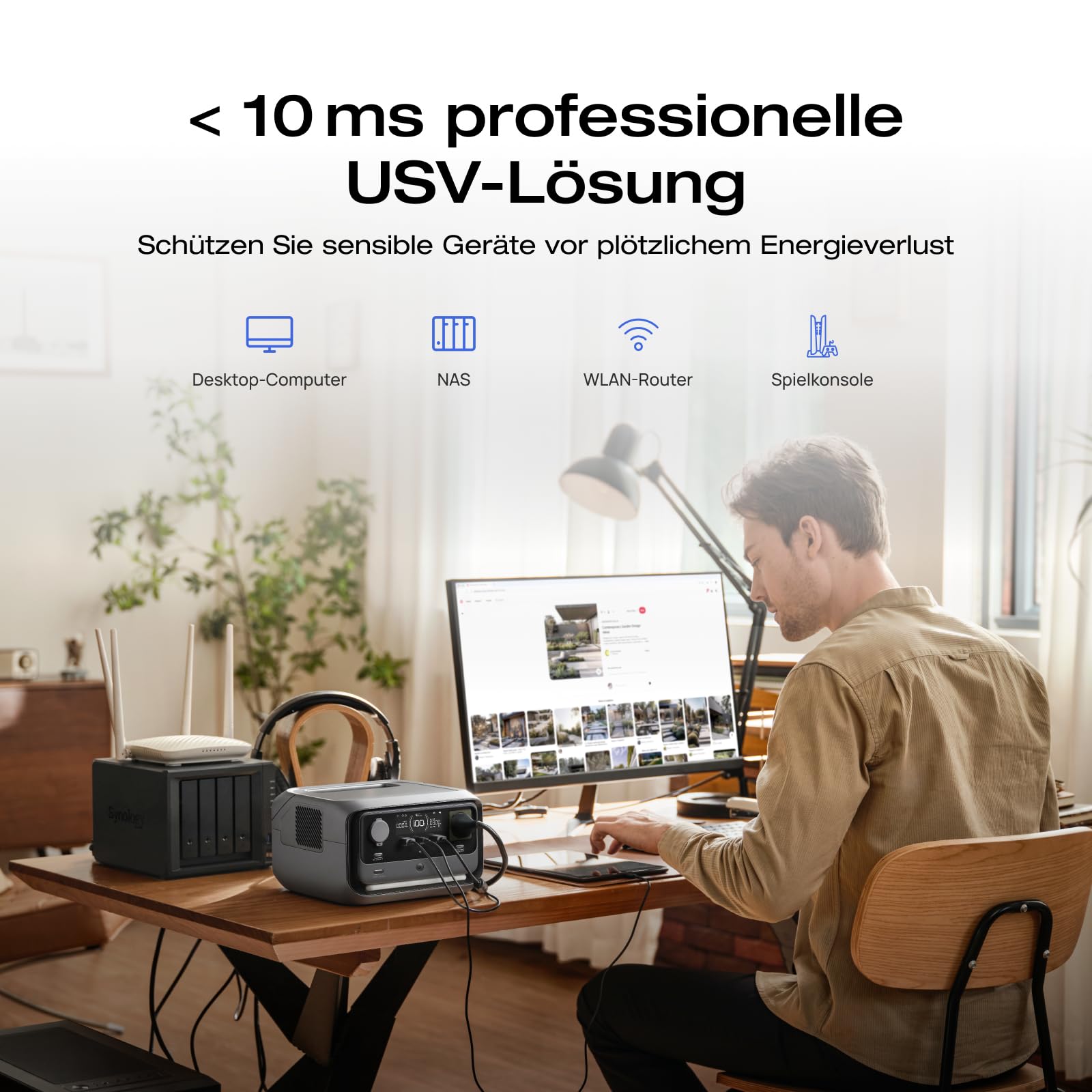 ECOFLOW RIVER 3 Plus Tragbare Powerstation, 286 Wh LFP Batterie, bis zu 1 200 W Leistung, erweiterbar auf 858 Wh, <10 ms USV, Solargenerator für Camping, RV (Generalüberholt)